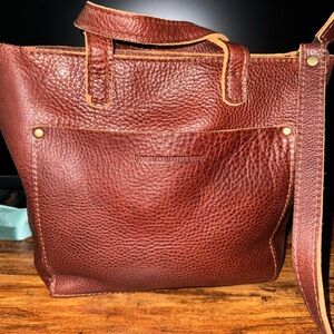 Portland Leather Goods Nutmeg or Cinnamon Bear Mini Zippered Crossbody Tote Bag
